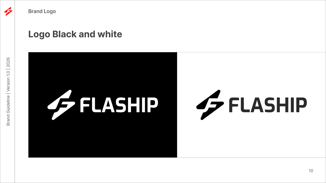 Flaship logo on black and white background